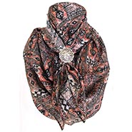 NEW! Boho Peasant Taupe and Salmon Wild Rag 100% Silk Scarf Cowboy Bandana