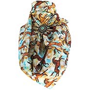 AL Copper Horses with Turquoise Wild Rag 100% Silk Scarf Cowboy Bandana