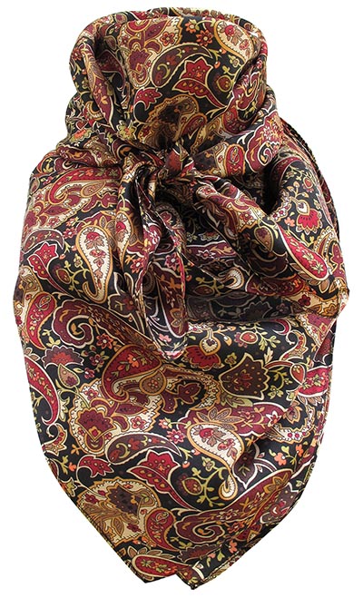 Rust Paisley Wild Rag 100% Silk Scarf Cowboy Bandana