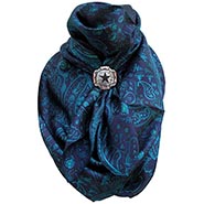 Navy - Green Paisley Wild Rag 100% Silk Scarf Cowboy Bandana