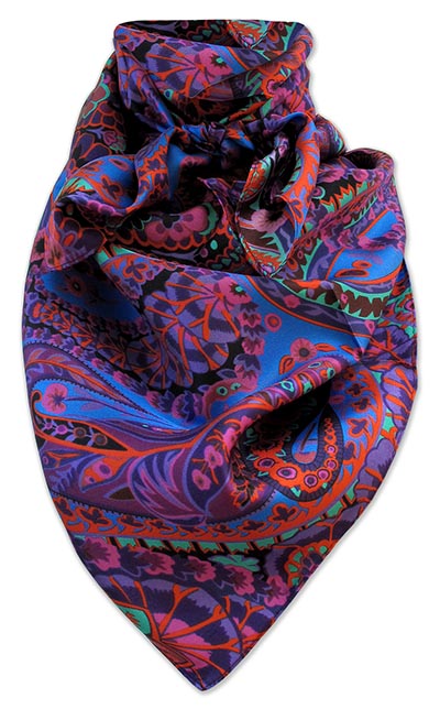 Purple Paisley Wild Rag 100% Silk Scarf Cowboy Bandana