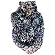 Black and Grey Paisley Wild Rag 100% Silk Scarf Cowboy Bandana