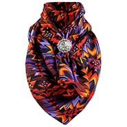 Purple Aztec Wild Rag 100% Silk Scarf Cowboy Bandana