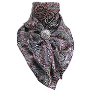 Red White and Black Paisley Wild Rag 100% Silk Scarf Cowboy Bandana