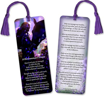 Horsewoman's Prayer Bookmark with Purple Tassel