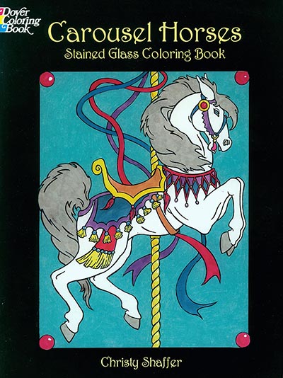 Carousel Horses Stained Glass Coloring Book