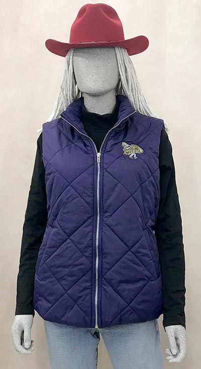 Deep Blueberry Diamond Quilt Puffer Vest with Barn Girl Embroidery *ONLY 1 AVAILABLE size Medium*