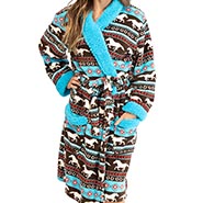 Horse Fair Isle Women's Plush Bathrobe *NEW!*