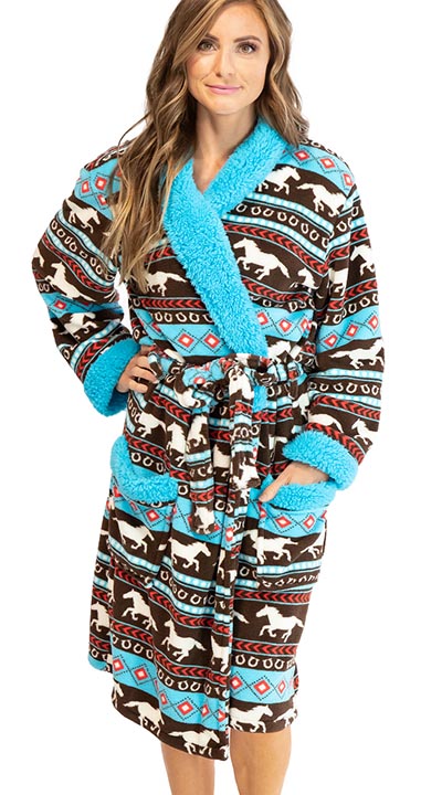 Horse Fair Isle Women's Plush Bathrobe *NEW!*