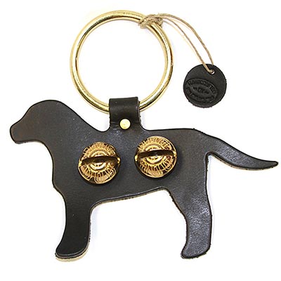 Black Dog Leather Sleigh Bell Door Hanger / Dog Potty Bells