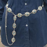 Oval Metal Western Concho Belt with Turquoise *ONLY 1 AVAILABLE*