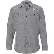 Charcoal Heather Grey Longsleeve Flannel with Shoe & Anvil Embroidery *ONLY ONE AVAILABLE SIZE MEDIUM*