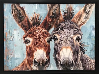 Framed Canvas Donkey Pair Print *ONLY ONE AVAILABLE*