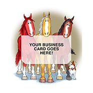 3 Horses Business Card Holder Pkg of 10 Die Cut Greeting Cards *HALF PRICE*