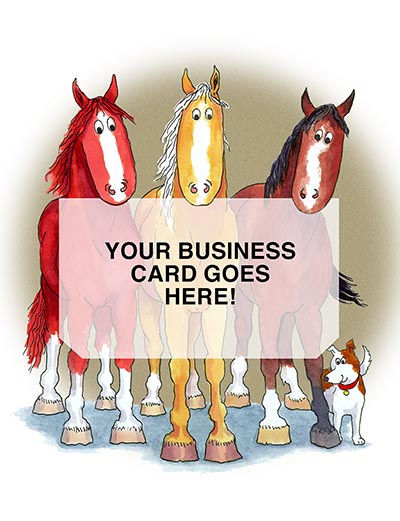 3 Horses Business Card Holder Pkg of 10 Die Cut Greeting Cards *HALF PRICE*