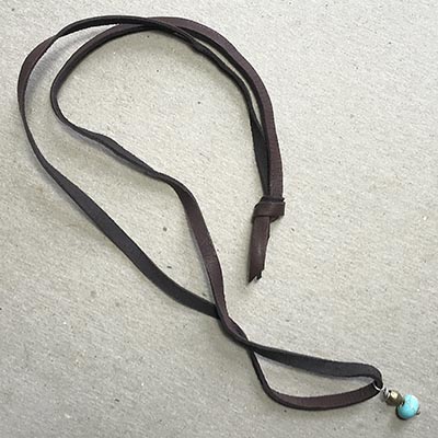 Deerskin Leather Necklace with Faux Turquoise Bead *LIMITED QUANTITY AVAILABLE*