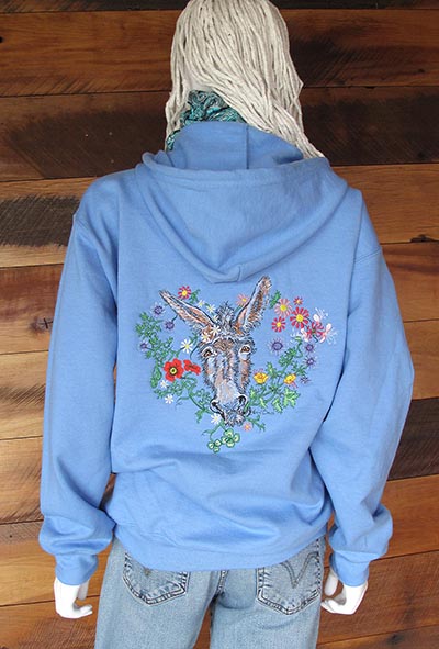 EAT BRAY LOVE Donkey Sky Blue Full Zip Hooded Sweatshirt Jacket