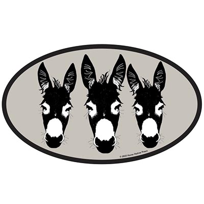 3 DONKEYS Oval Sticker