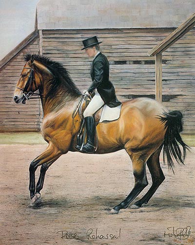 Dress Rehearsal Dressage Signed Print by Mike Burr *ONLY 1 AVAILABLE*