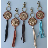 Fringed Leather Epona Medallion Keychain / Purse Jewelry *HALF PRICE*