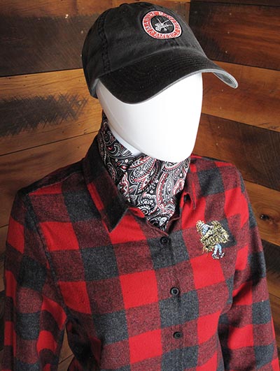 Buffalo Plaid Embroidered Women's Flannel Longsleeve - Red/Faded Black *ONLY 1 AVAILABLE - SIZE MED!*