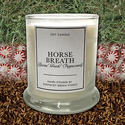 Horse Breath Scented Candle in Heavy Cocktail Glass