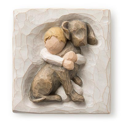 Hug Plaque - Boy and Dog