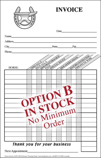 Stock Invoice Pad - Shoe & Anvil Design-www.hoofprints.com