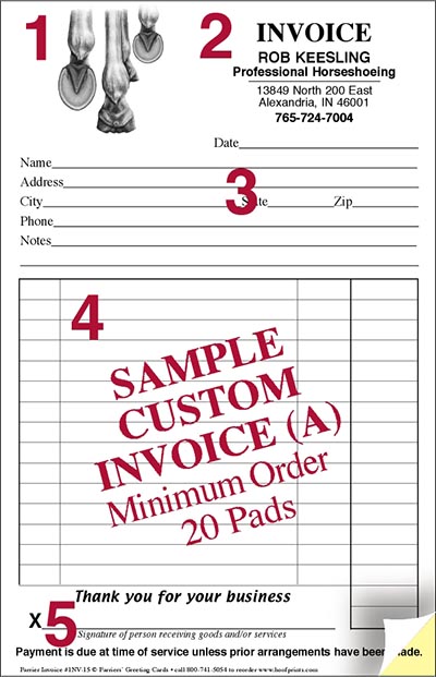 CUSTOM Invoice Pads - Barefoot Hooves design