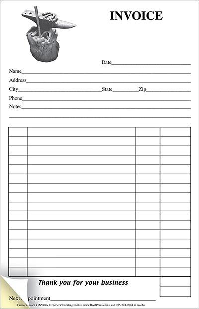 Stock Invoice Pad - Hammer & Anvil design