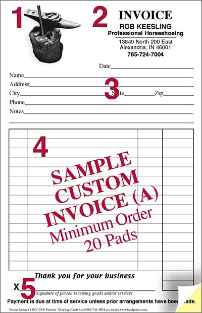 CUSTOM Invoice Pads - Hammer & Anvil Design