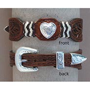 Tooled Leather Heart Bracelet with Fancy Buckle