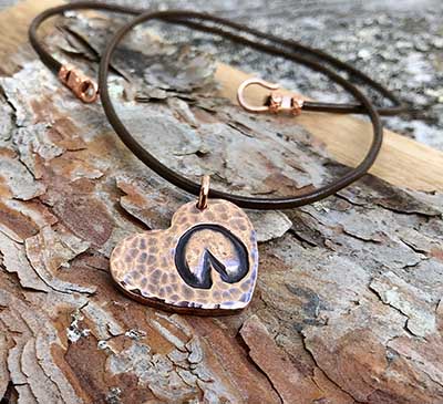 Copper HoofPrint on my Heart Necklace