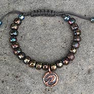 Copper HoofPrint Hand Tied Pony Bead Bracelet