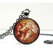 Glass Dome Necklace Vintage Pharaohs Horses Necklace *DISCONTINUED - SOLD OUT*