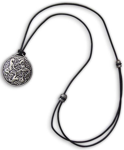 Pewter Celtic Horse Medallion on Adjustable Leather Cord