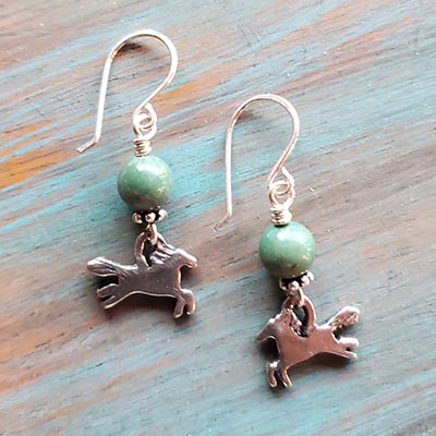 Circle of Horses Turquoise Bead Earrings *DISCONTINUED only 2 left*