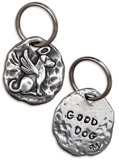 Pewter Dog Medallion Keychain or Collar Tag