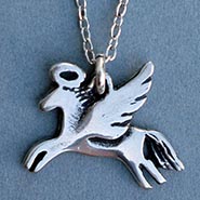 Pewter Angel Horse Necklace