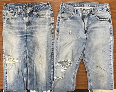 Vintage Distressed Mens Denim Jeans *HONEST WEAR - STAINS AND RIPS*