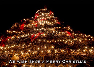 We Wish Shoe A Merry Christmas Horseshoe Pile Christmas Tree - Package of 10 Cards