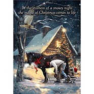 In the stillness of a snowy night, the magic of Christmas comes to life - Package of 10 Cards