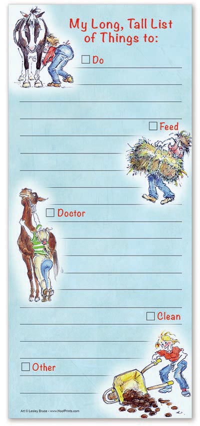 Horsewoman's Long Tall List Note Pad