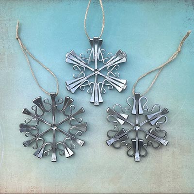 Handmade Horseshoe Nail Snowflake Ornaments