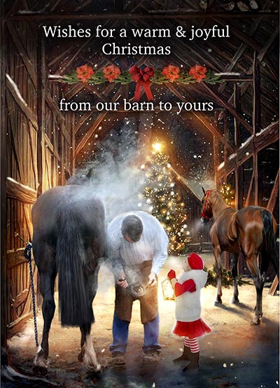 Wishes for a Warm and Joyful Christmas From Our Barn to Yours - Package of 10 Cards