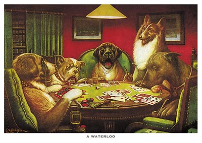 A Waterloo Poker Dogs Print by C M Coolidge-www.hoofprints.com