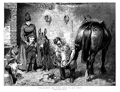 Misgivings: His First Visit to the Forge - Reproduction of Vintage Engraving by John Charlton