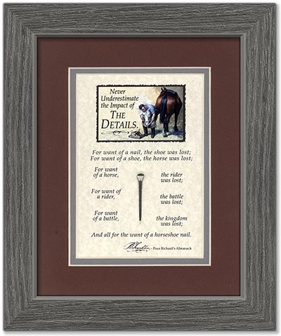 Never Underestimate the Impact of the Details Framed Farrier Verse *ONLY 2 LEFT*