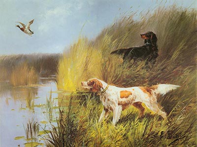 Hunting Ducks Print by Eugene Petit