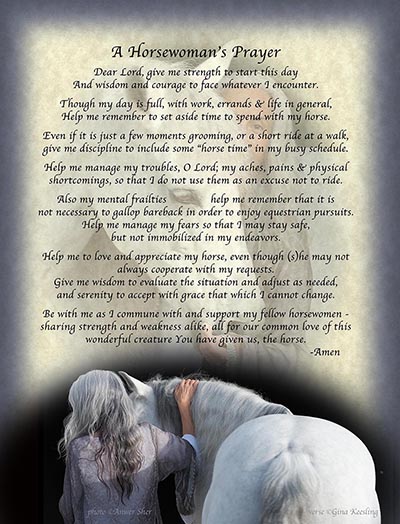 Horsewoman's Prayer verse by Gina Keesling